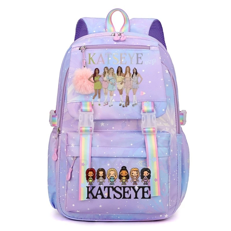 Girls School Bags Kpop KATSEYE Backpack Teenager Fashion Casual School Bags Lightweight Daypack for Student Women Travel Daypack - 3