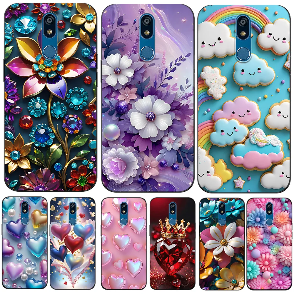 Custodia Per Lg K40 K12 + Lg K12 Plus Lg X4 2019 Cover Posteriore Del Telefono Cover Morbida In Silicone Tpu Bellissimo Fiore Colorato
