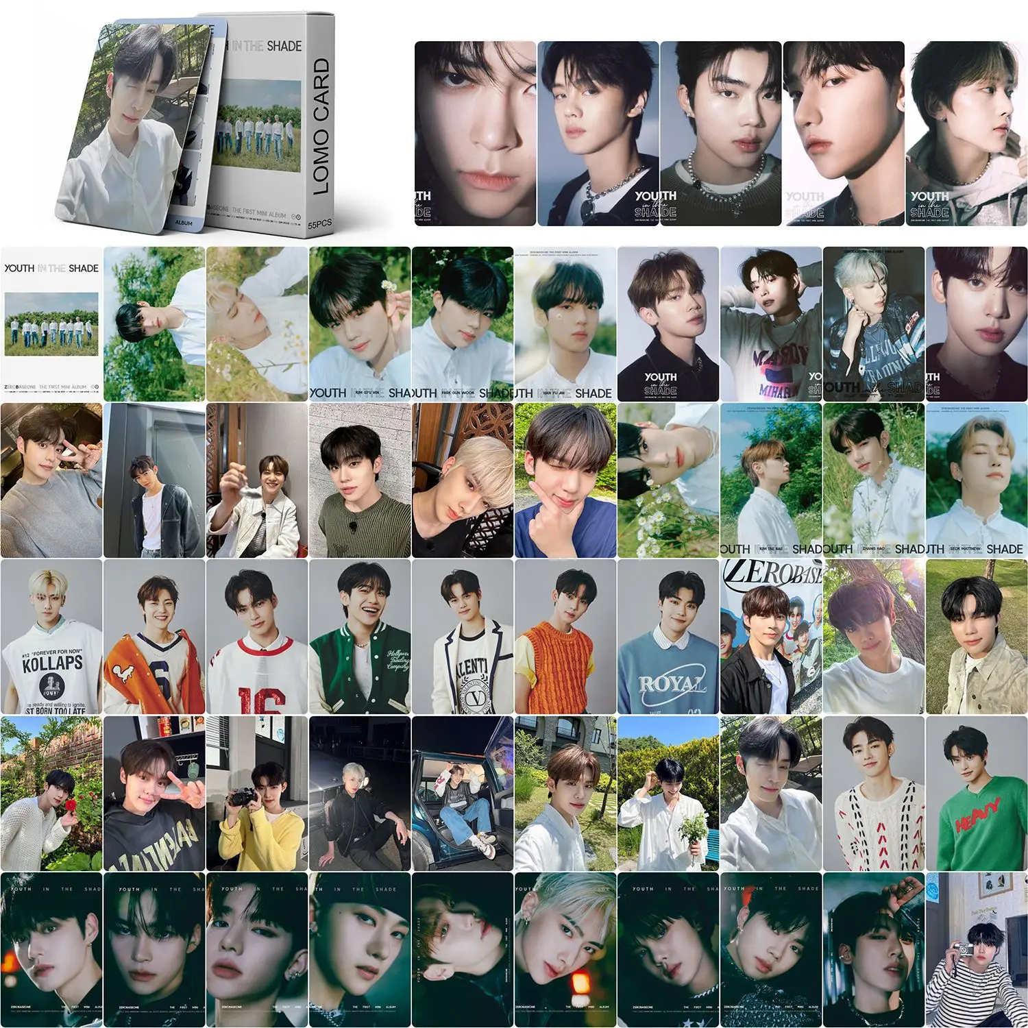 Lomo Cards 55Pcs/Set Kpop ZB1 Lomo Cards ZERO BASE ONE Album YOUTH IN THE SHADE Photocards