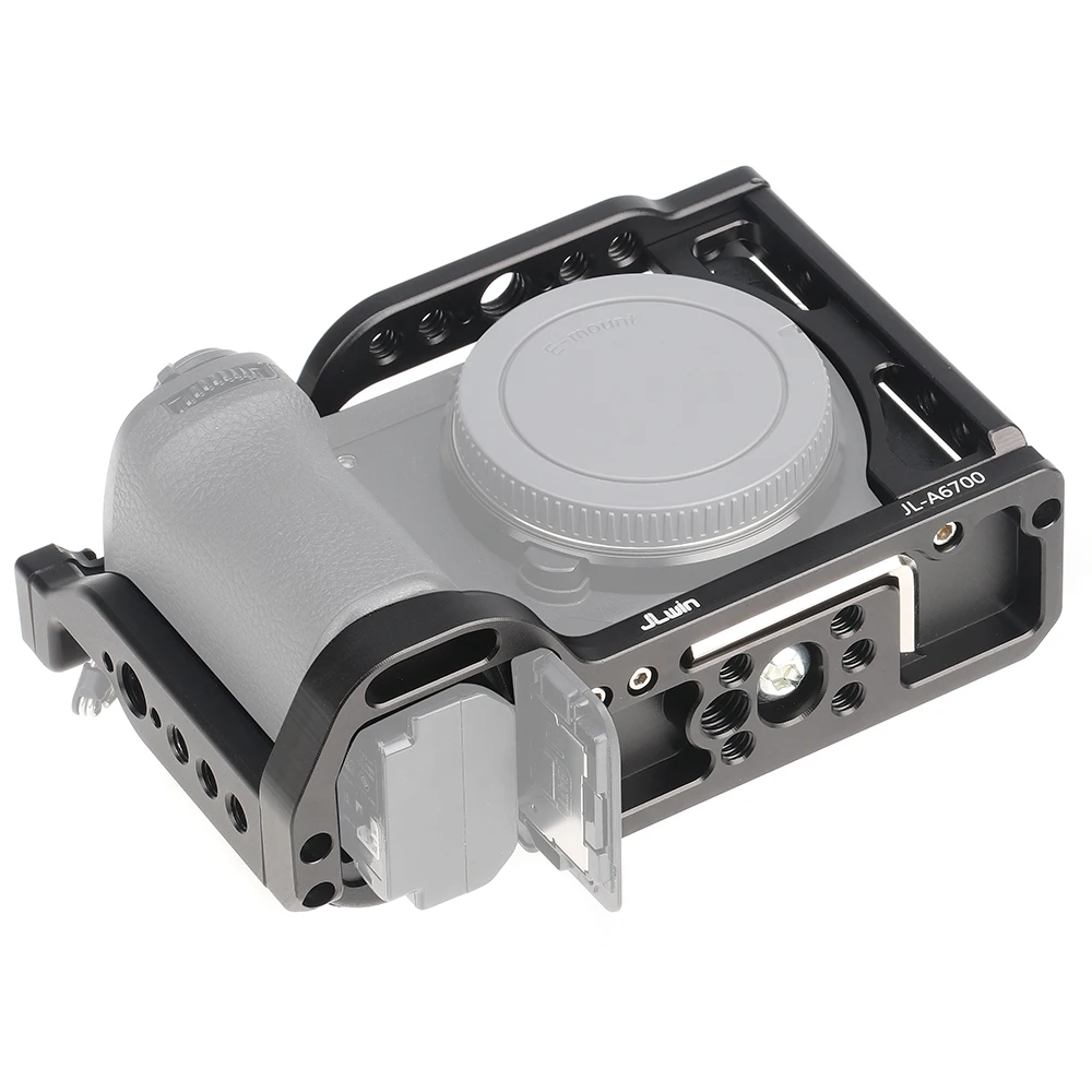 FOTGA Handheld Camera Cage Kit Protective For Sony A6700 1/4'' Threaded Hole Cold Shoe Mount For Arca Tripod Quick Release Plate