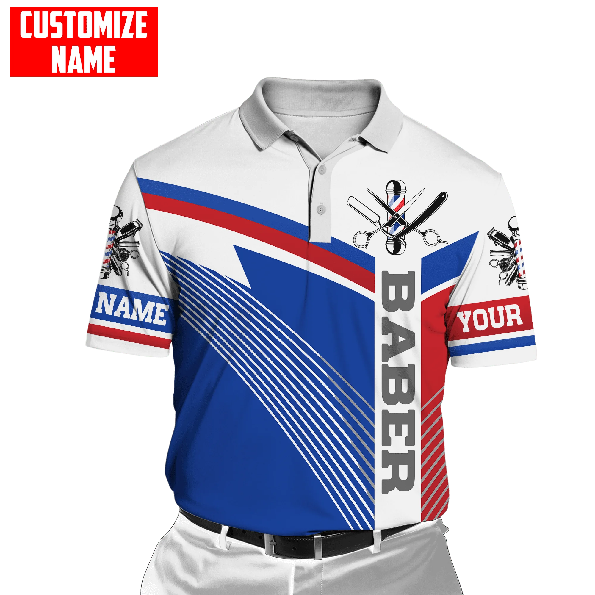 Personalisierter Name Barber 3D All Over Bedrucktes Herren-Poloshirt Sommer Kurzarm-T-Shirt Street Casual POLO-Shirt Tops WK15 – Detail 20