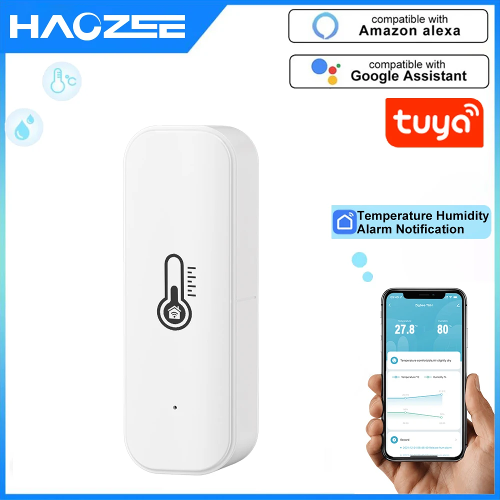 Tuya Smart WiFi Zigequation Capteur de température et d'humidité,  Contrôleur d'hygromètre intérieur, permission pour Alexa, Google Home -  AliExpress
