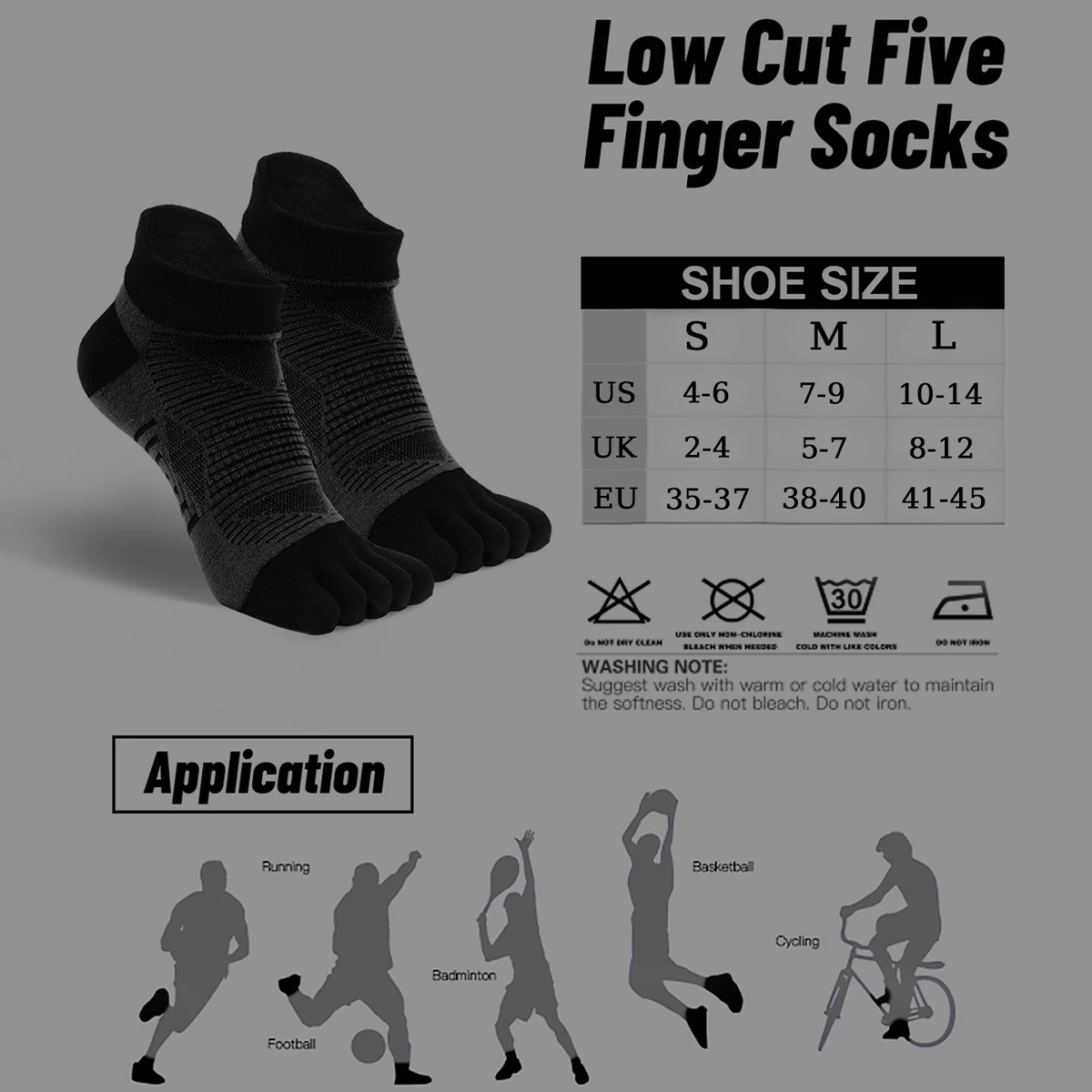 COOLMAX Five-finger Socks, High-performance Sports Invisible Toe Socks, Suitable for Running, Playing Ball, Outdoor Sports