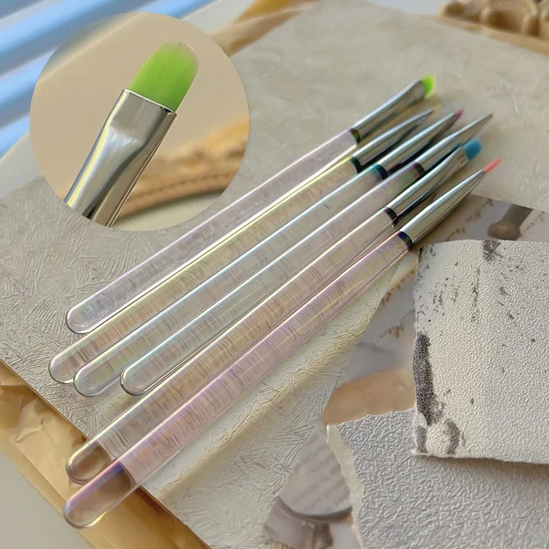 6 Sizes Nail Art Brush Transparent Nail Liner Brush Stripe Pattern Painting Brush Acrylic UV Gel Extension Drawing Carving Pen 2