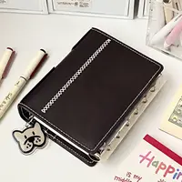 2 binders A7 notebook detachable loose-leaf dark brown notepad portable faux leather schedule planner，whith 80 pages 1