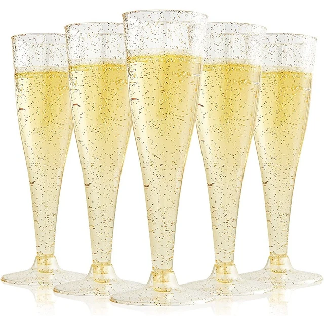 Visions 4 oz. Clear 2-Piece Plastic Champagne Glass - 360/Case