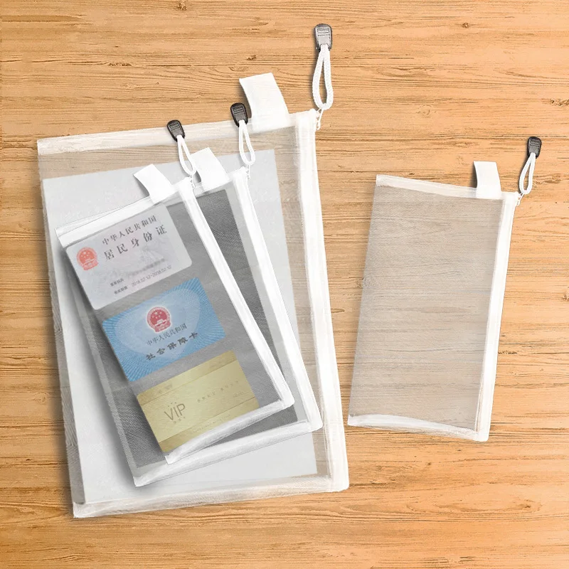 Toy storage bag 3pcs building block puzzle sub-package bag children small particle Mesh zipper transparent Document storage