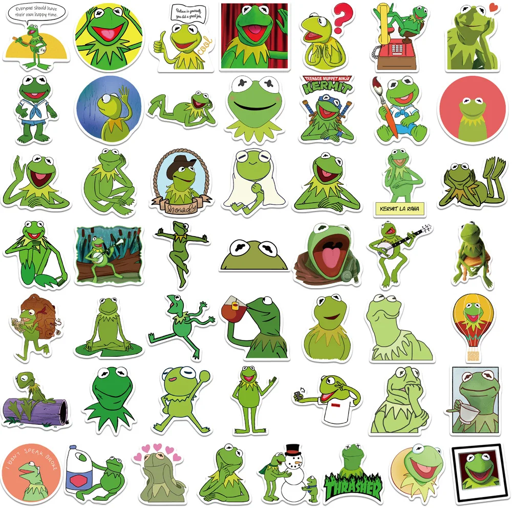 Frog Muppet Cartoon DIY Graffiti Stickers 50Pcs keyboard stickers 3d stickers 3d wall stickers kraft paper stickers cartoon nail stickers anime motion stickers bank card stickers googly eyes stickers