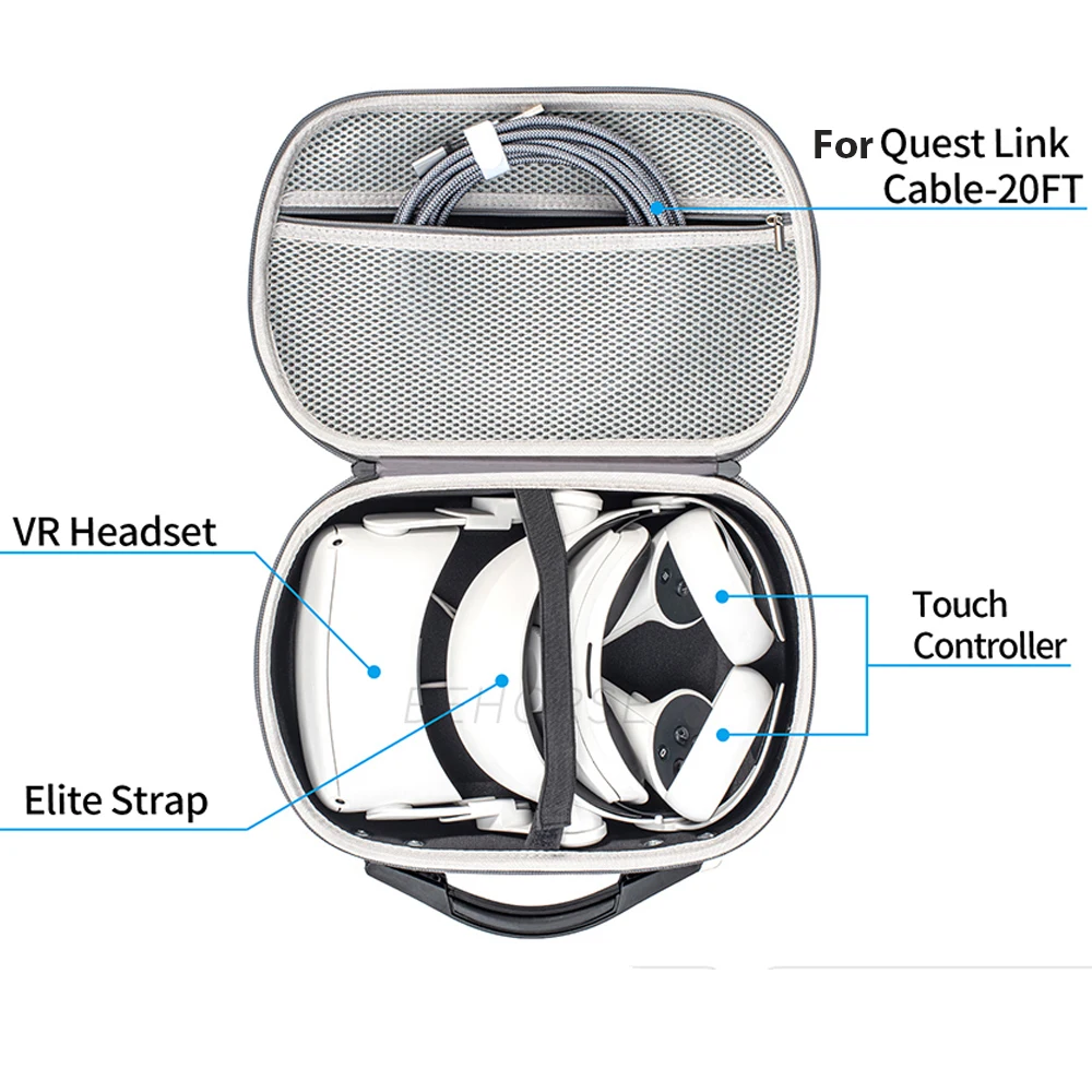 Syntech Estuche rígido de transporte compatible con Oculus/Meta Quest 3,  Quest 2, Vision Pro, accesorios de auriculares VR con correa Elite