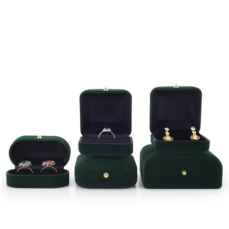 

Green Velvet Wedding Bride Jewelry Necklace Pendant Box Gift Earrings Trinket Display Storage Organizer Case Packing Wholesale