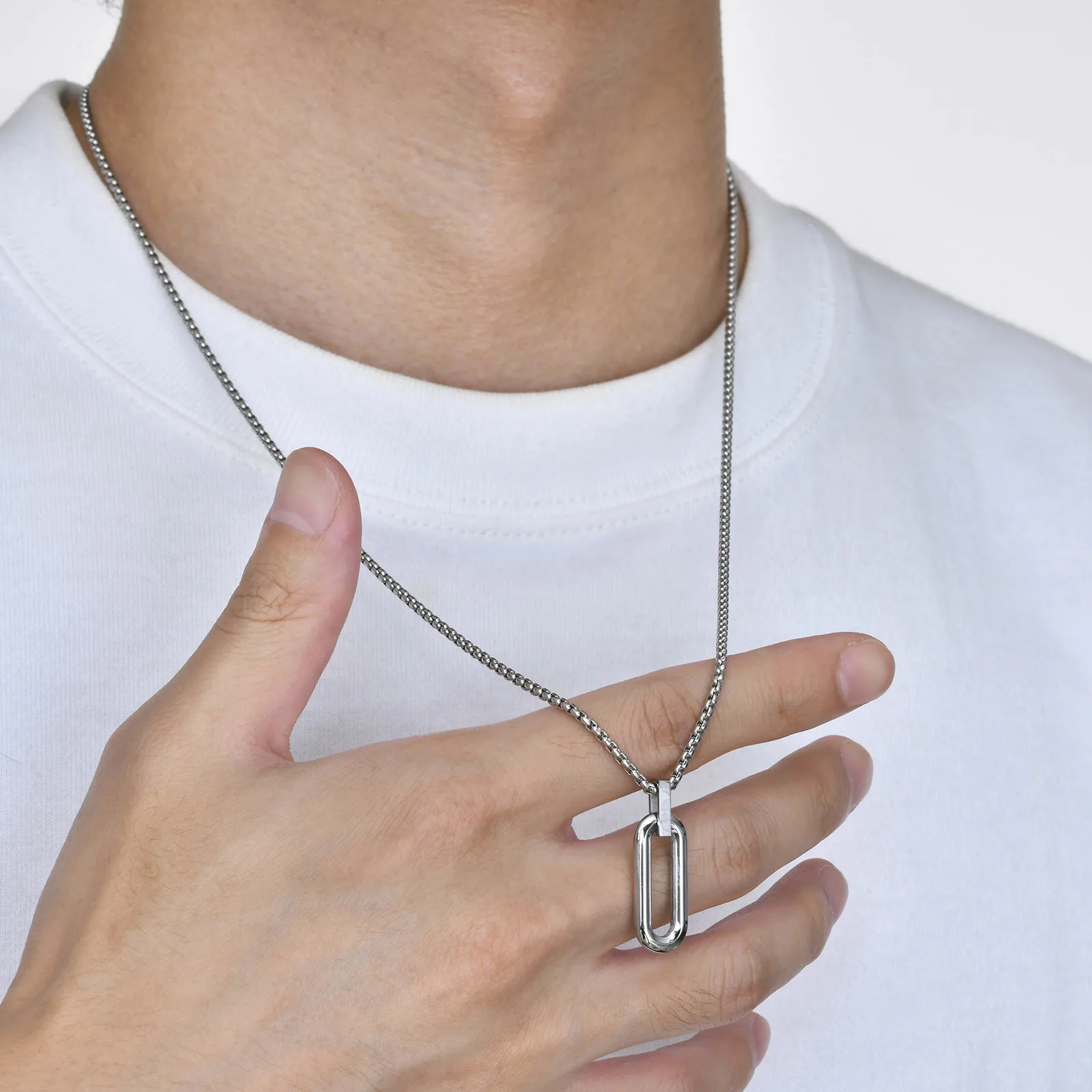 Vnox Geometric Necklaces for Men Women, Hollow Pin Shaped