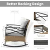 Outdoor Rocking Chairs Set - 3 Pieces Grey Patio Bistro Set Outside Furniture 2 Wicker Rocker Chairs with Grey Cushions and Tabl 4