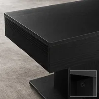 Table basse en chêne noir 96x50x45 cm en bois composite - Table de salon rectangulaire, style scandinave moderne, robuste et polyvalente pour boissons, livres et décoration 4