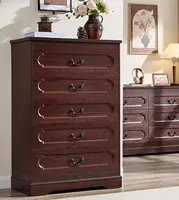 Dresser for Bedroom Farmhouse Cherry Wood Chest of Drawers for Bedroom Dresser, Rustic Wide Drawers Dressers 4