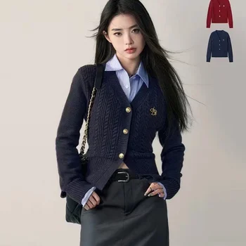 Andyet AD1 22/Aw Preppy V 넥 슬림 핏 스웨터 카디건 겨울