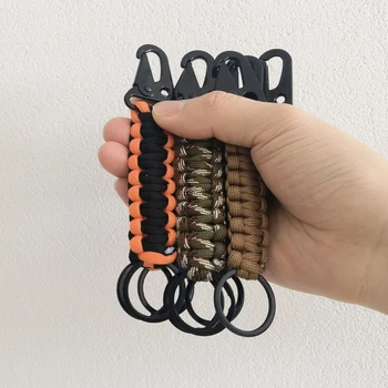 1pc Outdoor Parachute Rope Braided Keychain Rope Camping Hiking Buckle Hawkbill Buckle Pendant Life-saving Tools