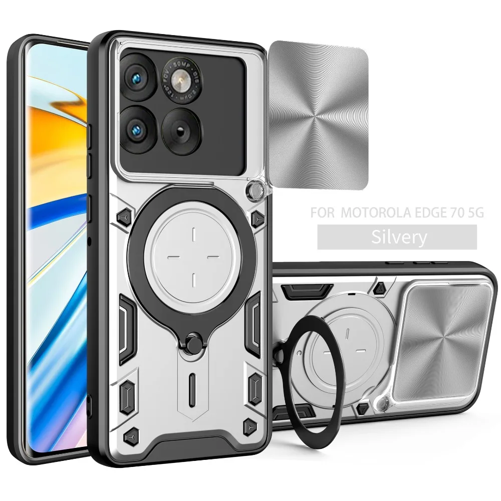 Motorola Edge Fusion Case with Slide Camera Lens Cover, Magnetic Car Mount, and Drop Protection Shockproof Shell