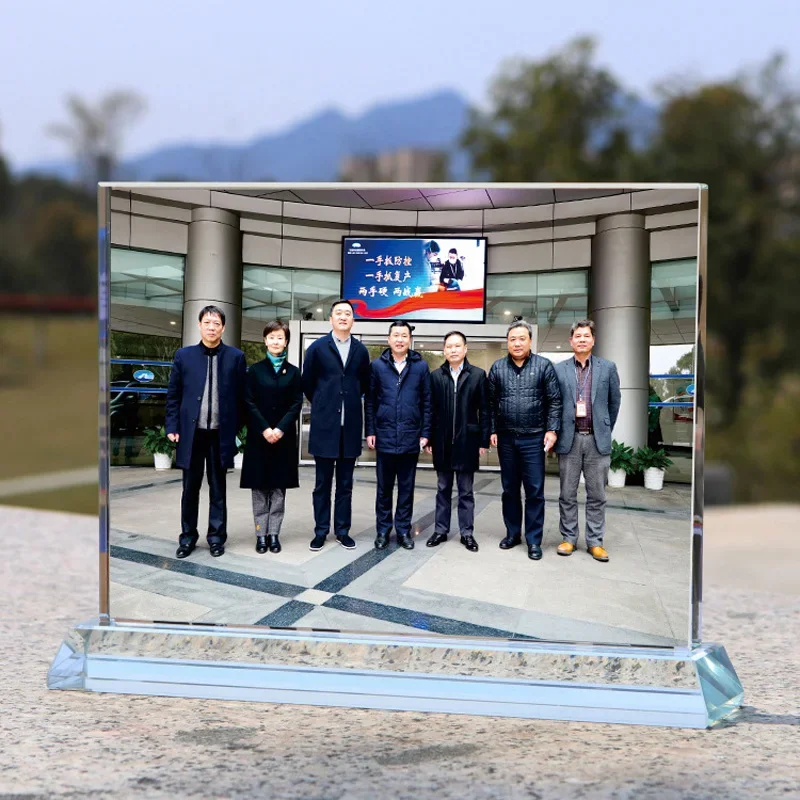 Customized Crystal Photo Frame Table Graduation Class Reunion Souvenir, Kindergarten Group Photo, Veteran Memorial ornament, 1Pc