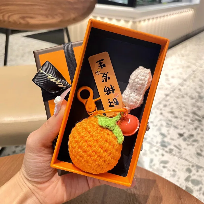 

Handmade Knitted Sunshine Sunflower Fruit Keychain Cute Keyrings Knitted Pendant for Girlfriend Birthday Wedding Party Gifts