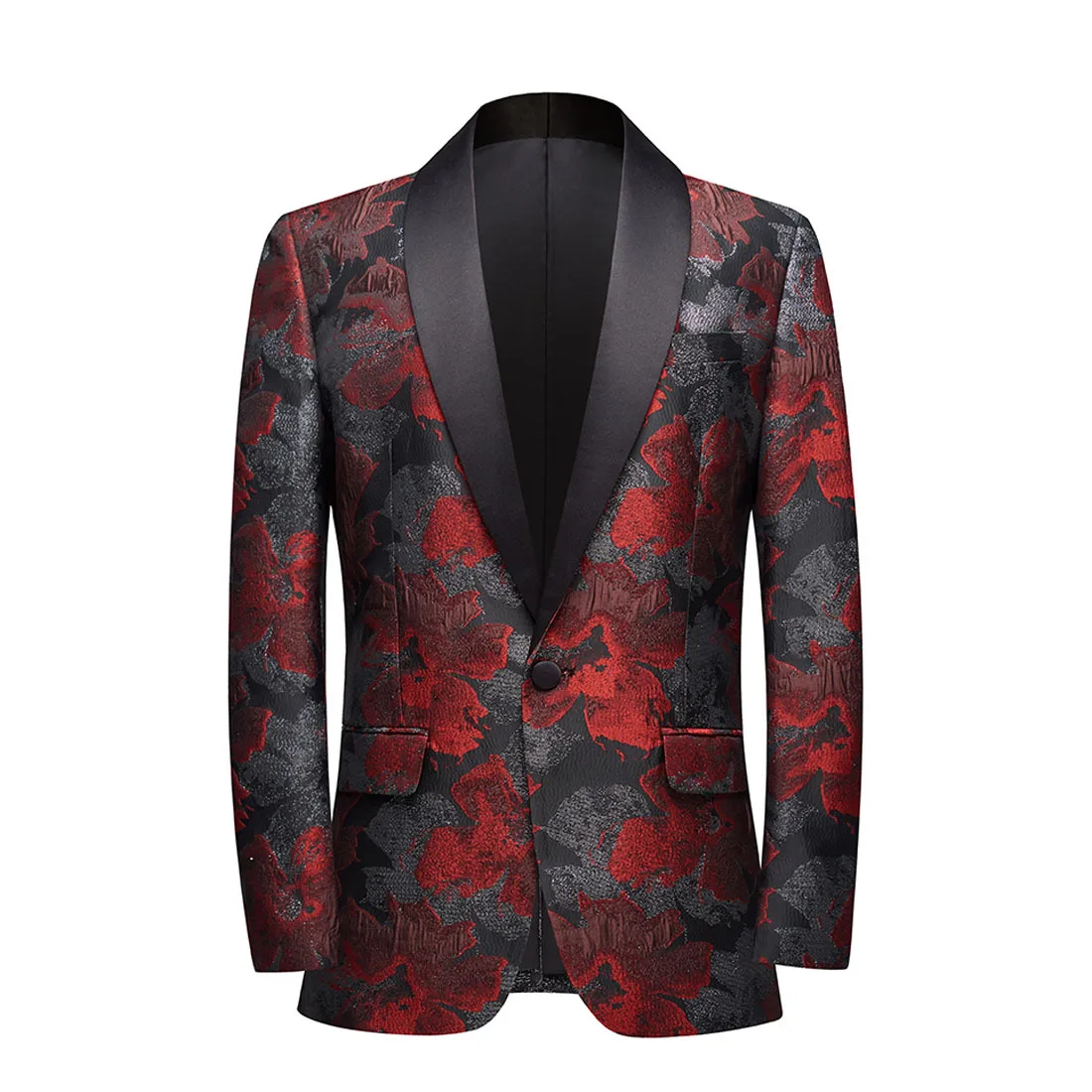 

Mens Floral Jacquard Suit Jacket British Style Fashion Casual Blazer Wedding Evening Dress Coat For Men