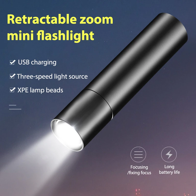 Super Bright Mini Light 3 Modes USB Rechargeable Mini Flashlight with BuildY.gs 
