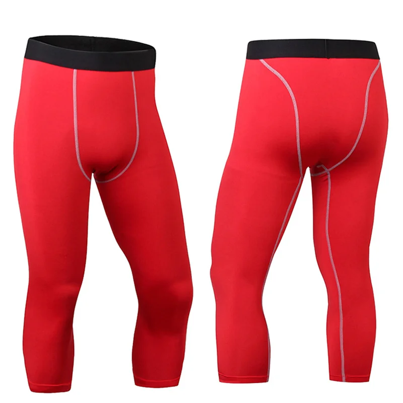 Men's Tight 3/4 Cropped Pants Shorts Running Sports Basketball Gym Fitness Workout Training Exercise Yoga Leggings S M L XL 2XL