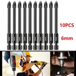 6mm Cross Hex Drill Bit Set For Tile Porcelain Glass Mirror Multifunction Tile Porcelain Drill Bit Kit Tool Carbide Drills Hole
