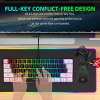 New 61keys Wired White Black Keyboard RGB Gaming Mouse Office Kit Backlight Keyboard and Mouse Combos for PUBG Gamer - Image 3