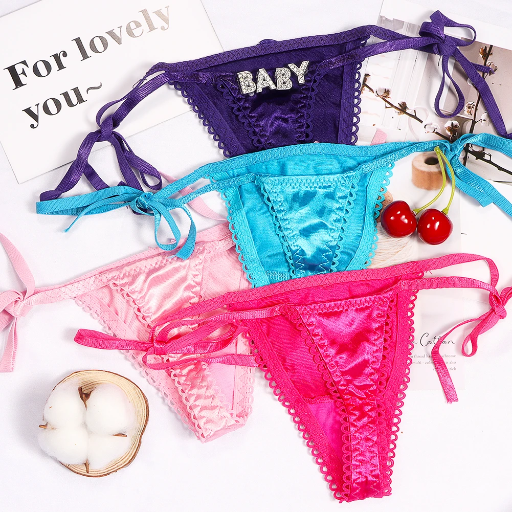 Personalized Name Letters Thongs G-string Thongs for Women Panties Soft Side Tie Lingerie Briefs Multicolor Panties Sexy Jewelry