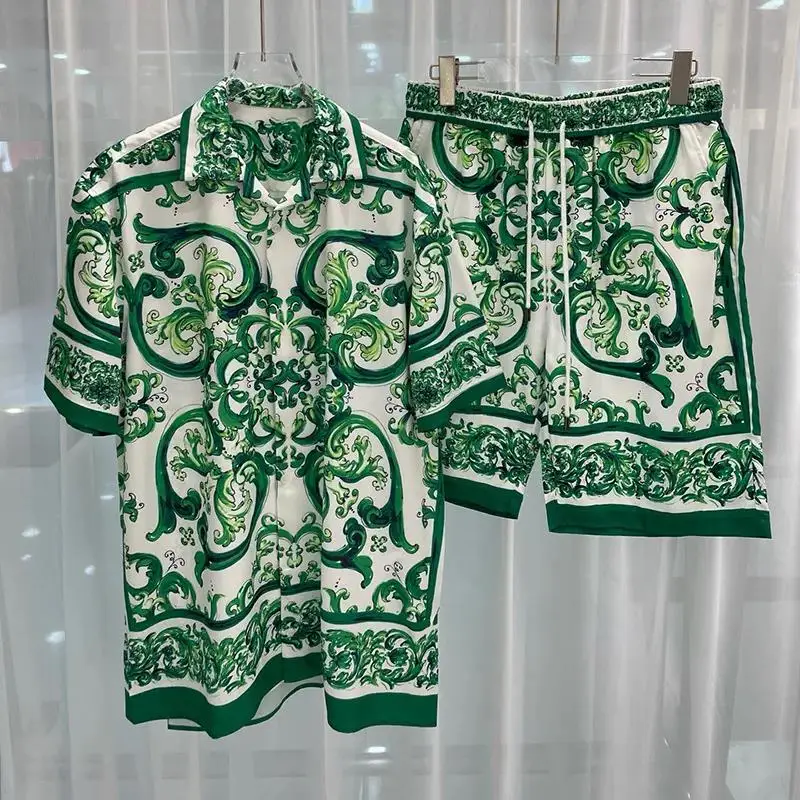 صيف 2025 الطباعة الرقمية عادية كم قصير قميص رجالي...