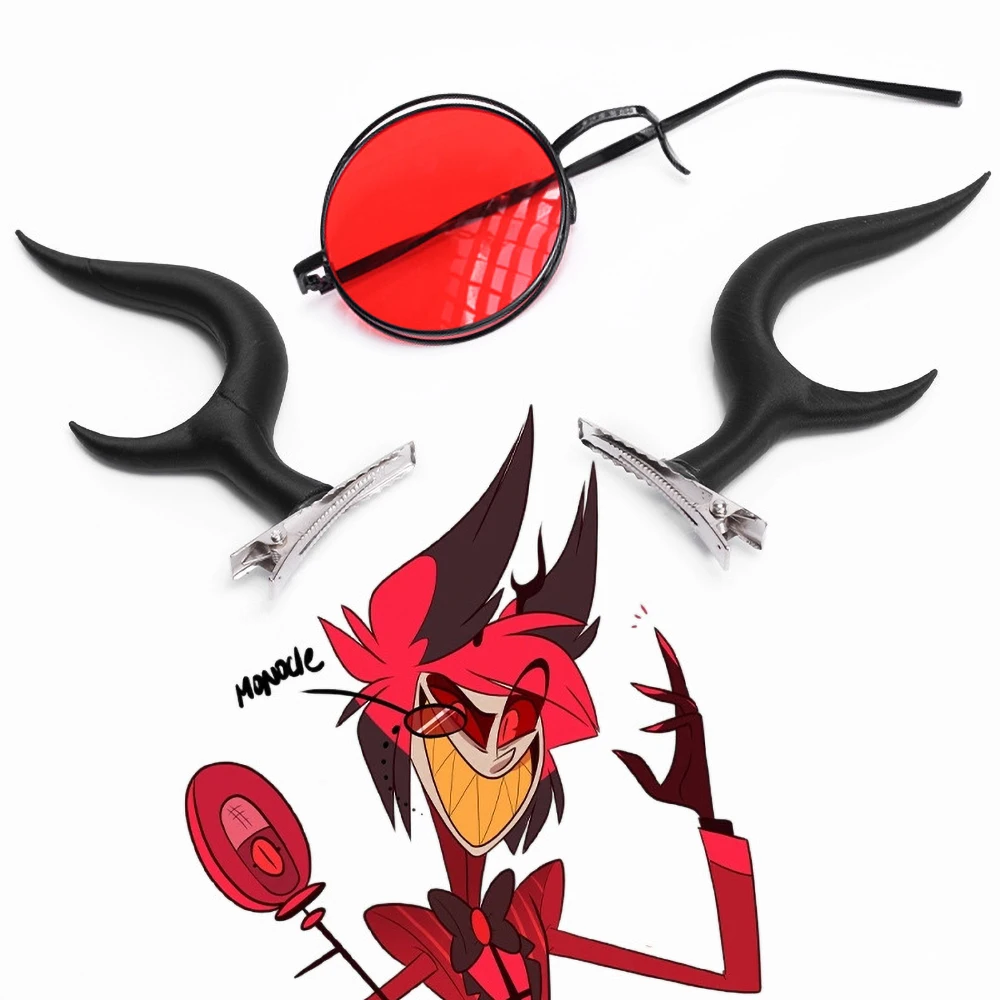 

Новый парик аниме Alastor из стекла для косплея DokiDoki красные черные волосы Alastor мужской косплей предварительно Обжатие парик волосы уши очки термостойкие