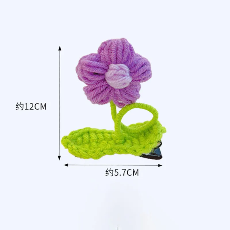 Children Flower Hair Clips Handmade Knitting Wool Hairpin Alligator Clips for Girls Sweet Barrettes Kids Headwear Accessories
