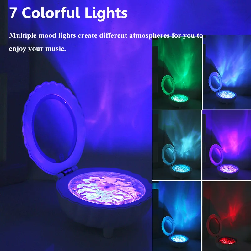 Portable Bluetooth Speaker Waves Colorful Projection Light White Noise Sleep Aid Remote Control Soundbox TWS Stereo Music Player