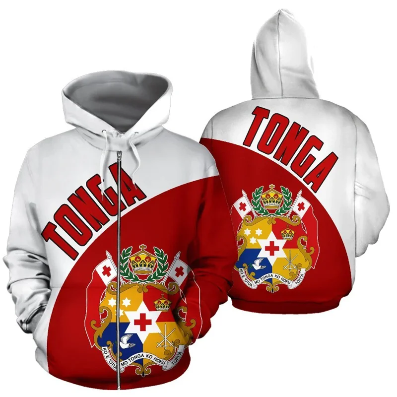 thumbnail image 1 of Sudadera con capucha de Tonga con cremallera y escudo de armas polinesio para hombre y mujer, jersey de estilo Harajuku con estampado 3D, ropa deportiva Y2k, 1 of 5