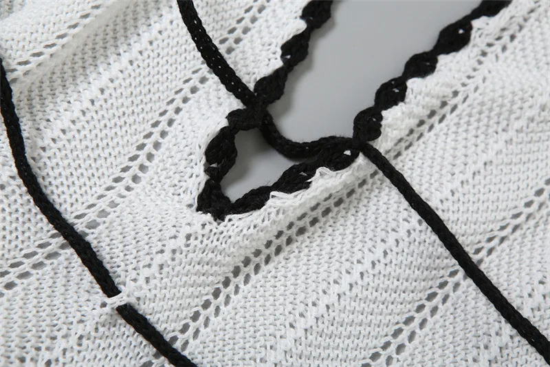 Knit V-Neck Backless Maxi Dress Women's Slim Lace-Up Fashion Contrast Patchwork Bandage Knitwear Dress Female Long Dress