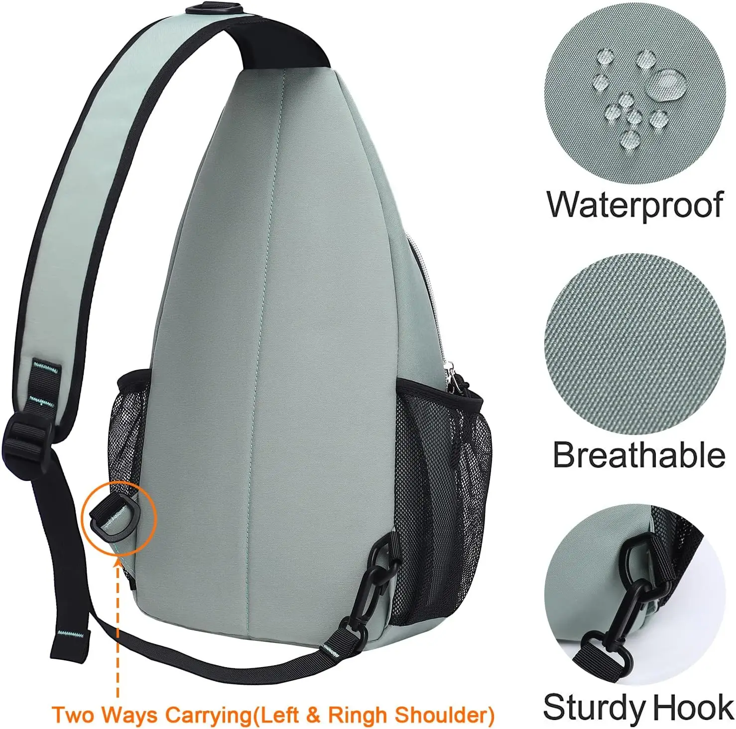 MOSISO Sling Bag for Men's Women Multipurpose Crossbody Shoulder Bag Travel Hiking Daypack Casual Hip Hop Unisex Chest Bag