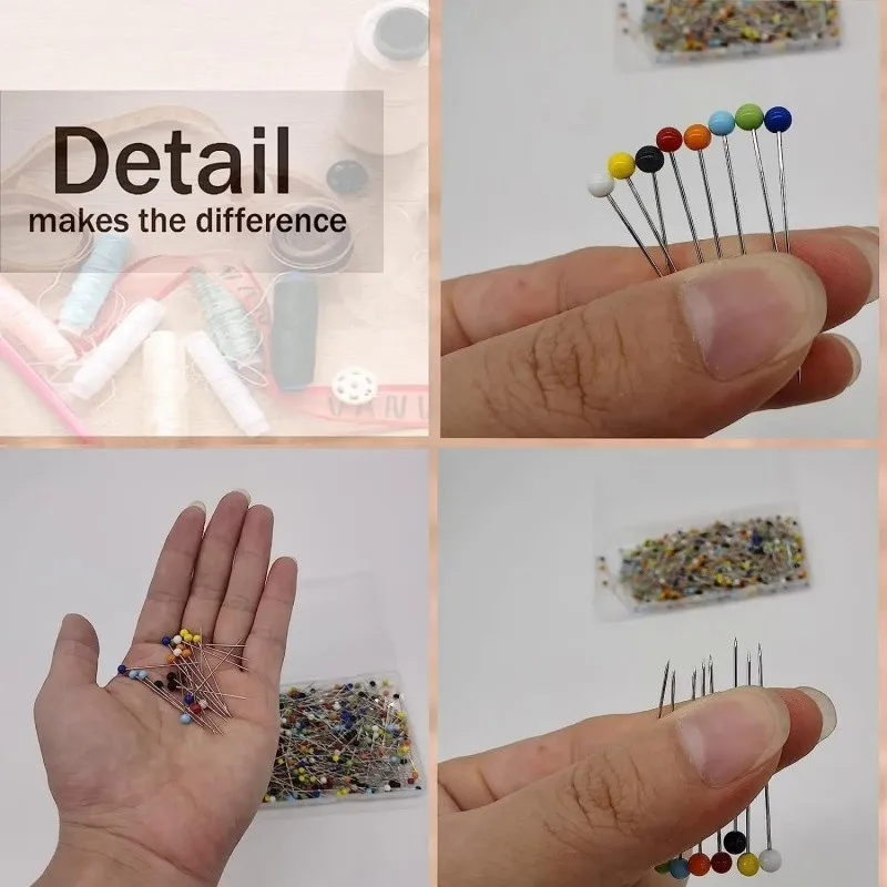 DIY 공예 재봉용 유리 볼 헤드 핀, 여러 가지 빛깔의 재봉 핀, 보석 장식, 상자당 100 개, 38mm