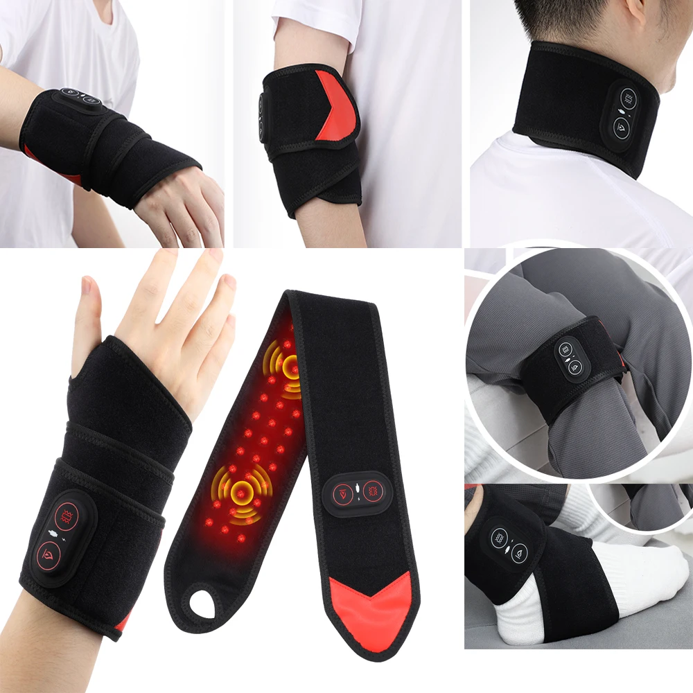 Electric Heating Massage Hand Massager Wrist Vibration Massage Pad Carpal Tunnel Relief Tendonitis Wrist Neck Knee Support Pad