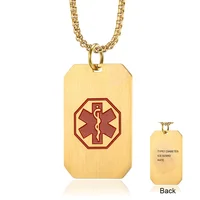 Customized DIY Medical Alert ID Necklace Dog Tag Pendant for Men Stainless Steel Matte ICE SOS Necklaces Personalized Jewelry 1