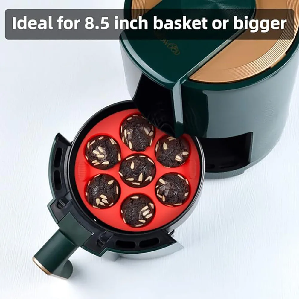 3 Stampini Muffin Per Friggitrice Ad Aria - Silicone Antiaderente, 7 Fori, Per Cupcake E Brownies - Foto 7