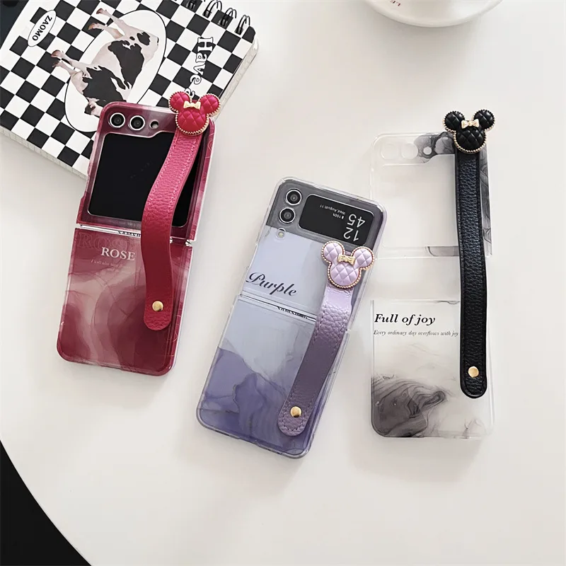 

Mouse Strap Phone Case for Samsung Galaxy Z Flip 3 Z Flip 4 Z Flip 5 Hard PC Back Cover for ZFlip5 Case Shell