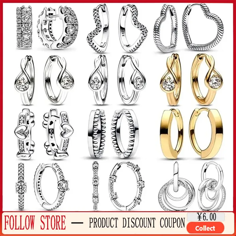 Ladies Gift 925 Sterling Silver Eternal Earrings Pav é Close Set Double Ring Earrings Original Logo Women's Boutique Jewelry