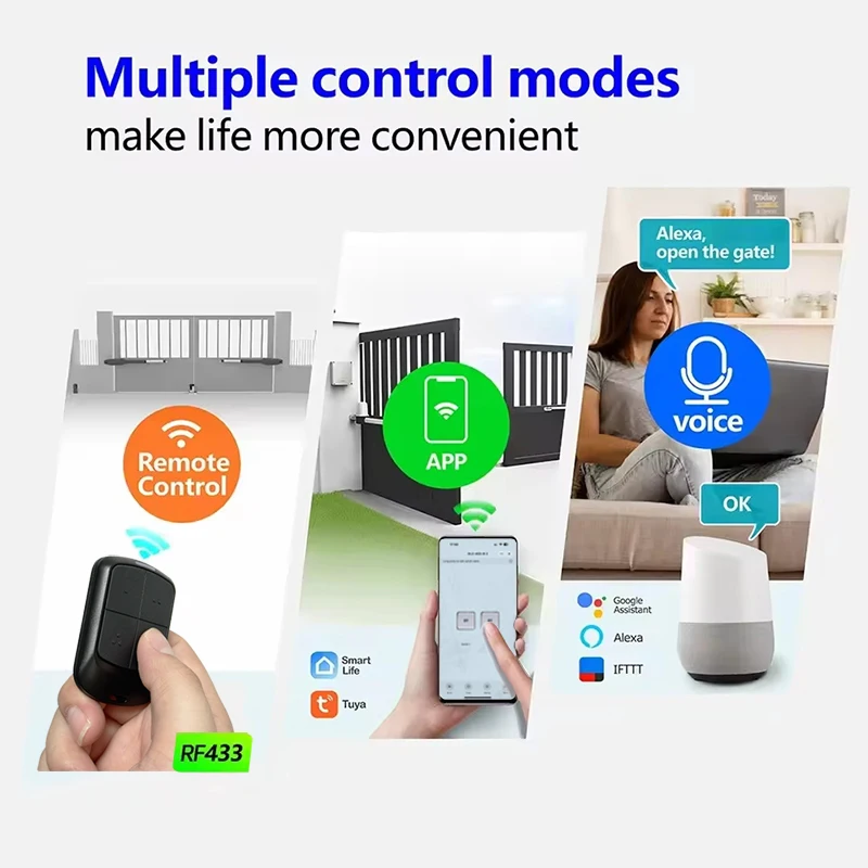 을 위한 FORSA RT1 RT2 RT4 Tuya Wifi 차고 문 원격 제어 수신기 433MHz 스마트 스위치 모듈 컨트롤러 433.92MHz 롤링 코드