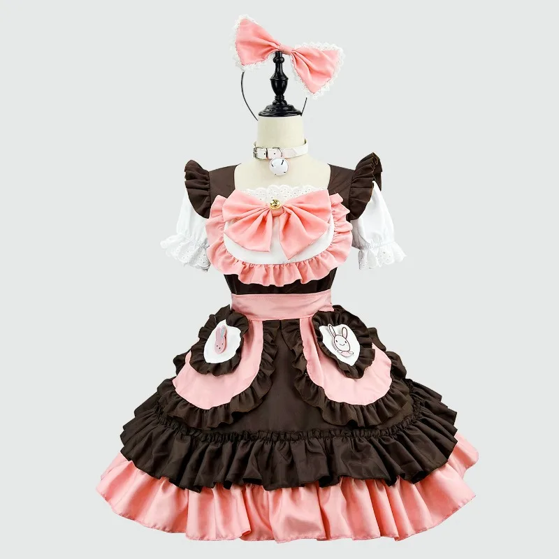 Halloween Cute Bunny Lolita Maid Cosplay Kleid für Damen, S-5XL 6