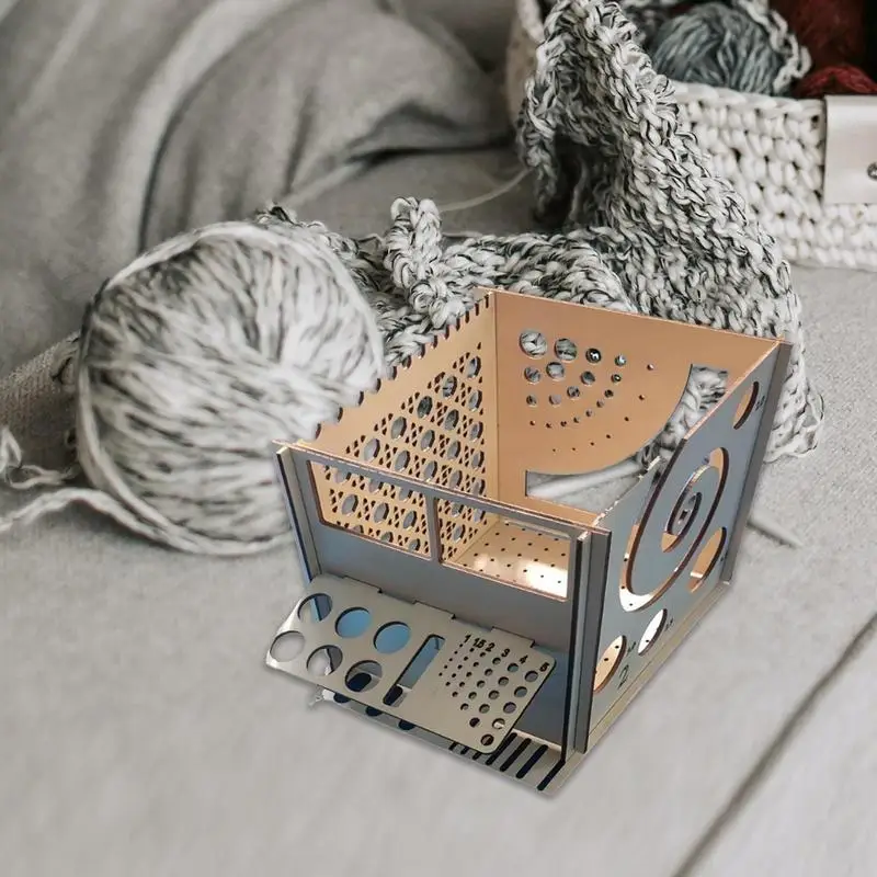 

Yarn Storage Box with tools Wooden Yarn Bowl Crochet Yarn Holder Knitted Crocheted Wool Holder Dispenser Yarn Storage Organizer