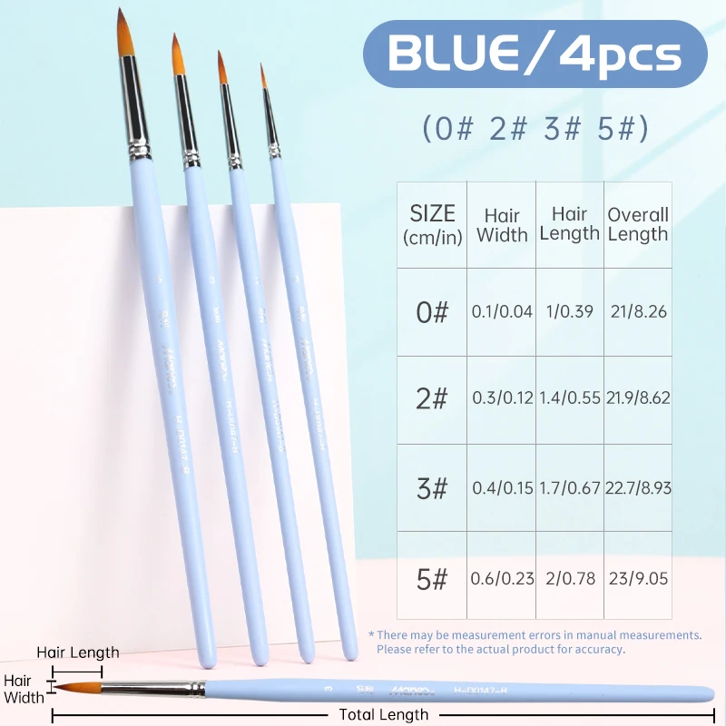 Marie's Watercolor Paint Brush Set with Round Pointed Tip,Paintbrush with Nylon Hair,for Acrylics,Gouache,for Adult,Students 6