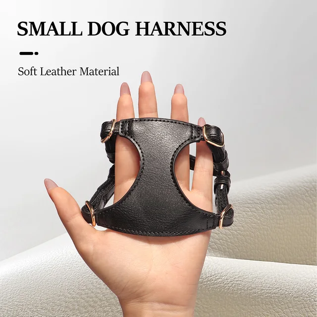 PU Leather Dog Harness Leash Set Durable Puppy Dog Harnesses Soft Pet Vest With Walking Lead For Small Medium Dogs Chihuahua Pug 5