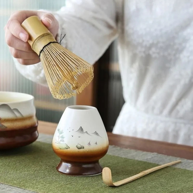 Matcha Tea Set Matcha Tea Tools Tea Ceremony Tools Tea Set Japanese Matcha Whisk Stand Tea Ceremony Matcha Bowl Chasen Stand Kitchen Dining Room Ceramic Tea Bowl Whisk Holder