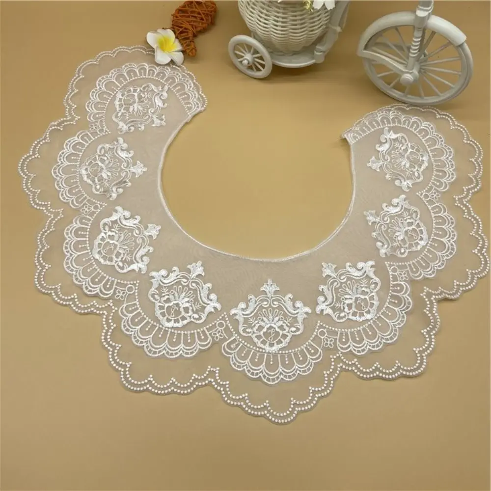 

Embroidered Lace Chiffon Detachable Fake Collar Doll False Collar Ladies Shawl Wrap Large lapel
