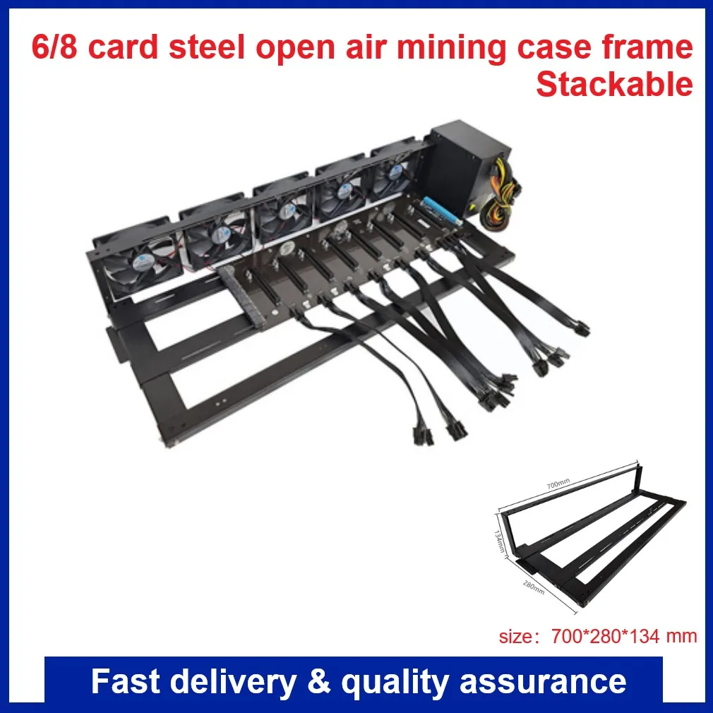 

Steel Open Air Miner Case 6/8 GPU Mining Rig Frame For Ethereum Bitcoin Crypto Coin Currency Mining Rack Frame Case Stackable